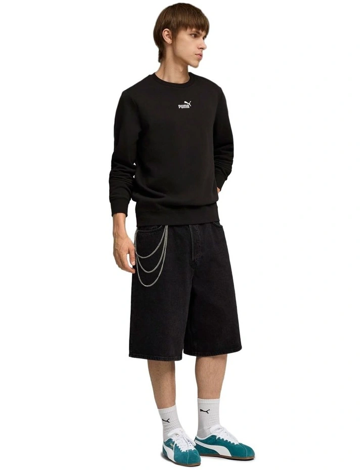 Essentials Small No.1 Logo Centered Crew in PUMA Black image 3
