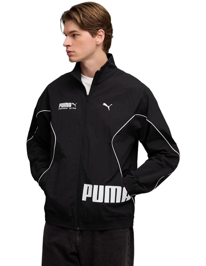 Sport Relaxed Woven Track Jacket in Black image 1