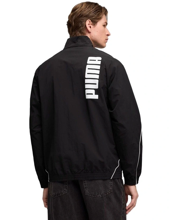 Sport Relaxed Woven Track Jacket in Black image 3