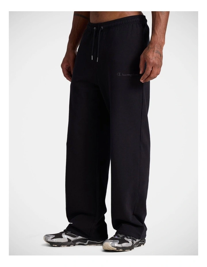 Tonal Script Straight Trackpants Black image 3