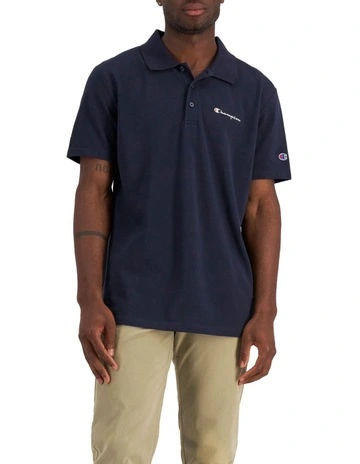 Pique Polo Shirt in Navy