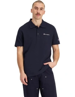 Script Pique Polo Shirt in Sail Away Navy