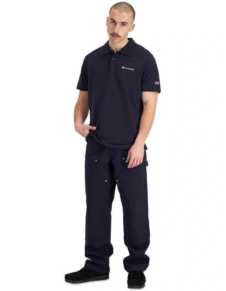 Script Pique Polo Shirt in Sail Away Navy image 4