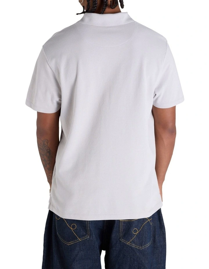 Script Pique Polo Shirt in White image 2