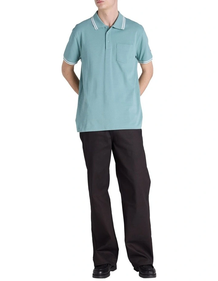Pique Pocket Polo Shirt in Green image 4