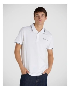 Tipping Script Polo in White