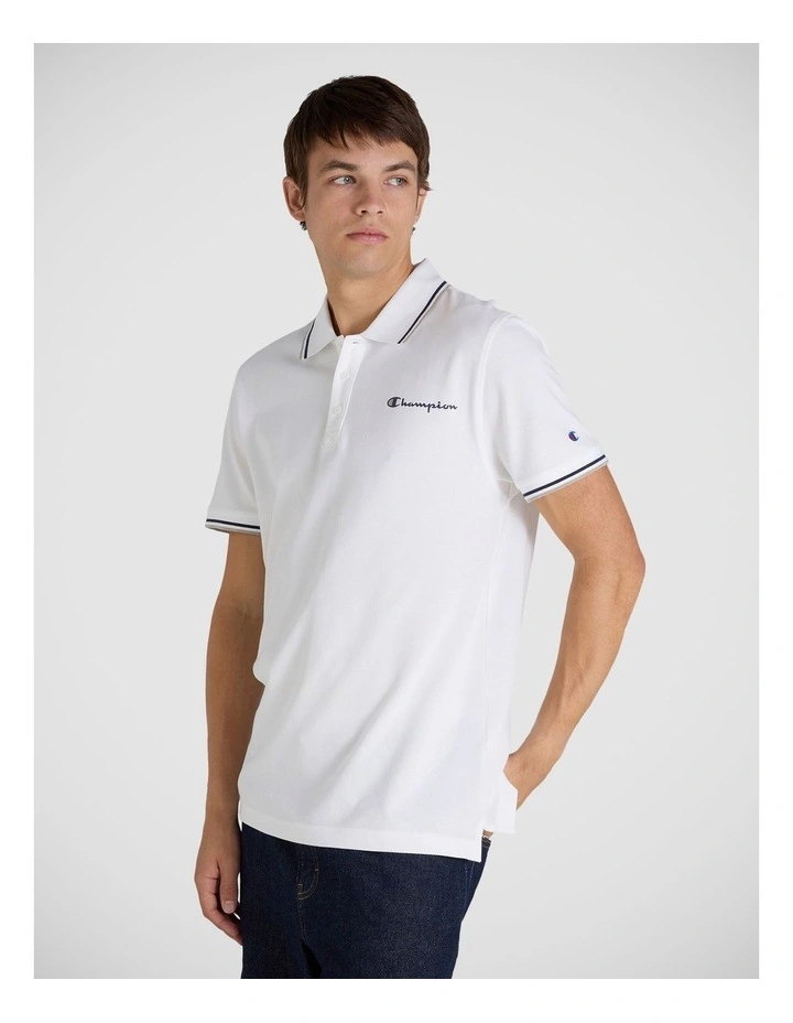 Tipping Script Polo in White image 3