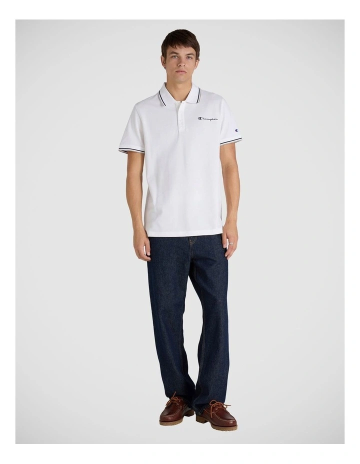 Tipping Script Polo in White image 4
