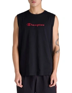 Puff Script Muscle Tank in Black