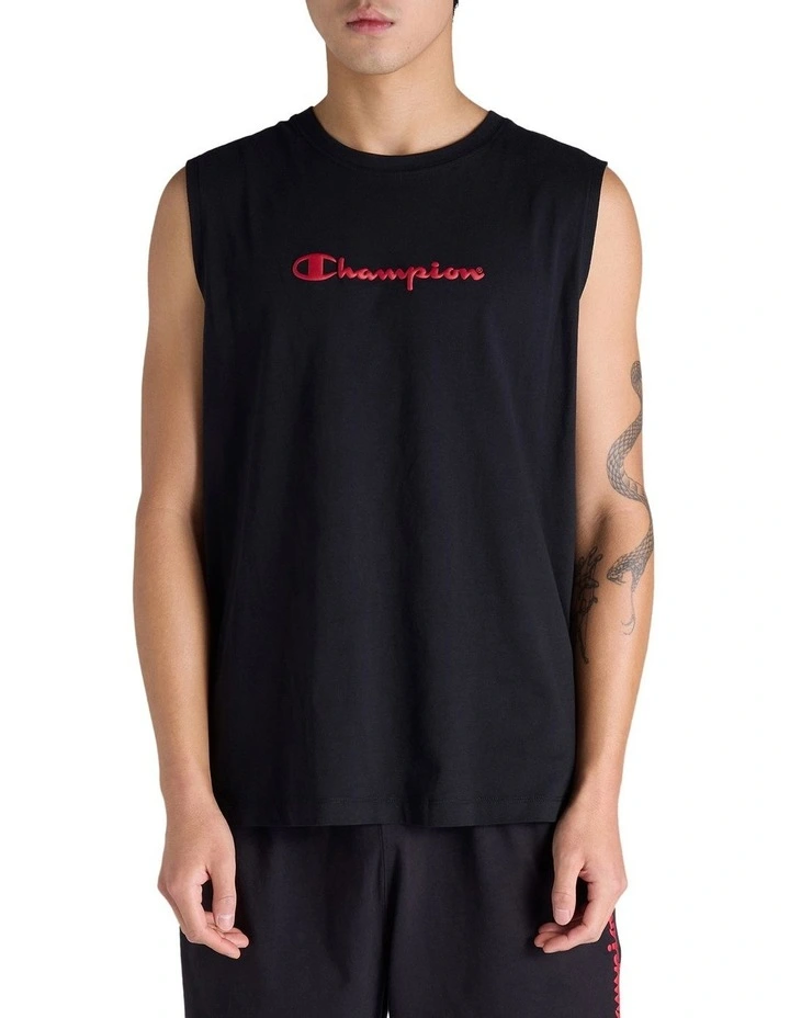 Puff Script Muscle Tank in Black image 1