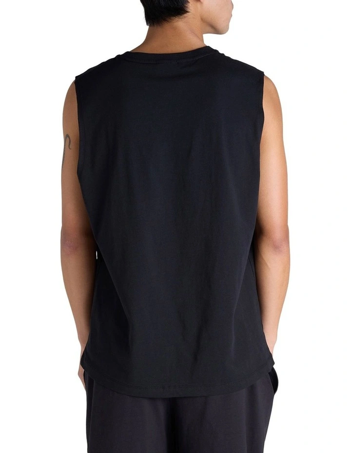 Puff Script Muscle Tank in Black image 2