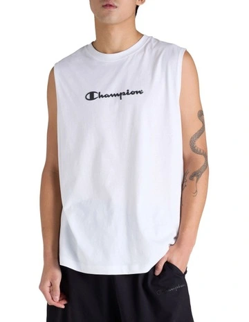 Puff Script Muscle Tank in White