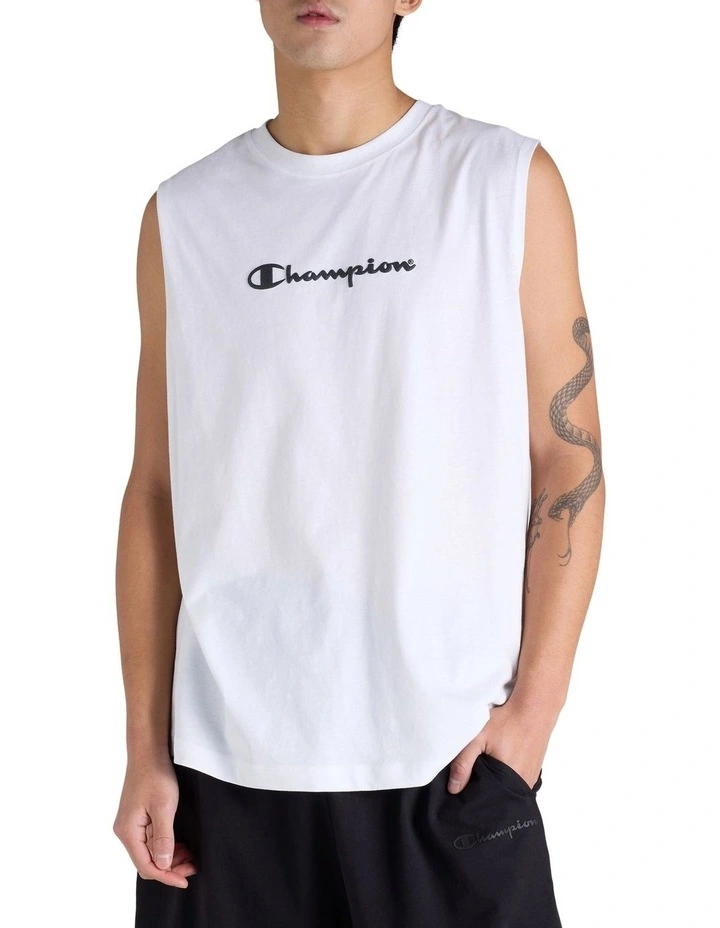 Puff Script Muscle Tank in White image 1