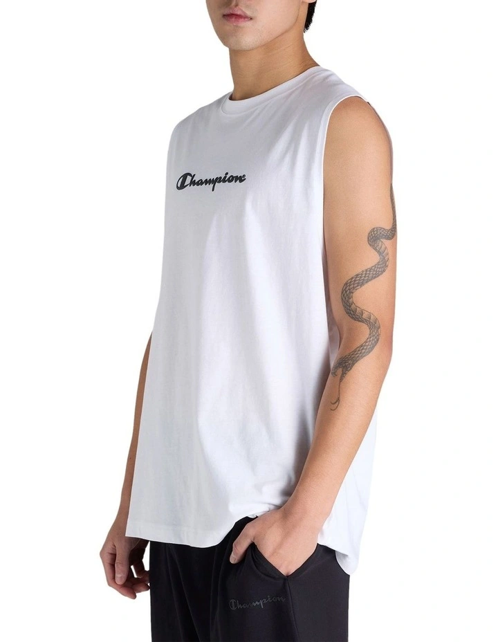 Puff Script Muscle Tank in White image 3