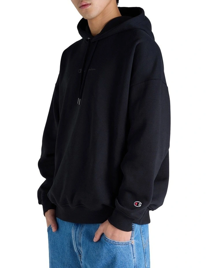 Tonal Script Hoodie in Black image 1