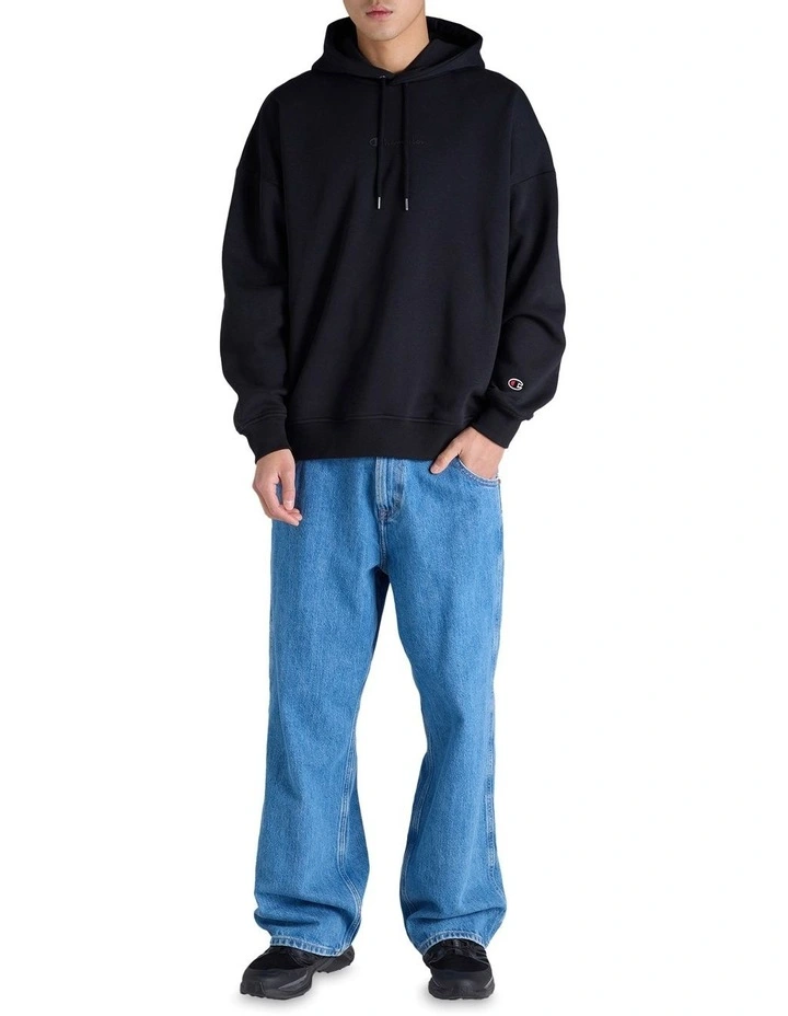 Tonal Script Hoodie in Black image 3