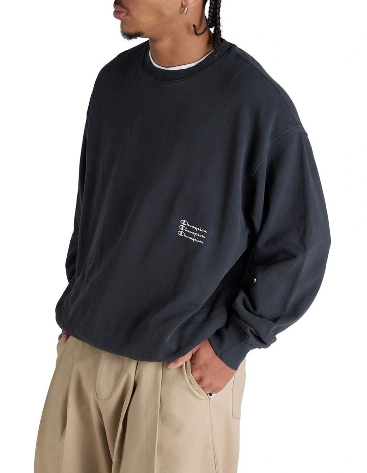 Rochester Vintage Wash Crewneck Knitwear in Black image 3