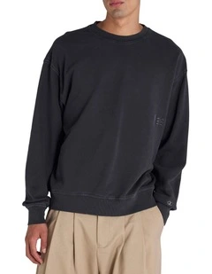 Vintage Wash Crew Sweater in Black