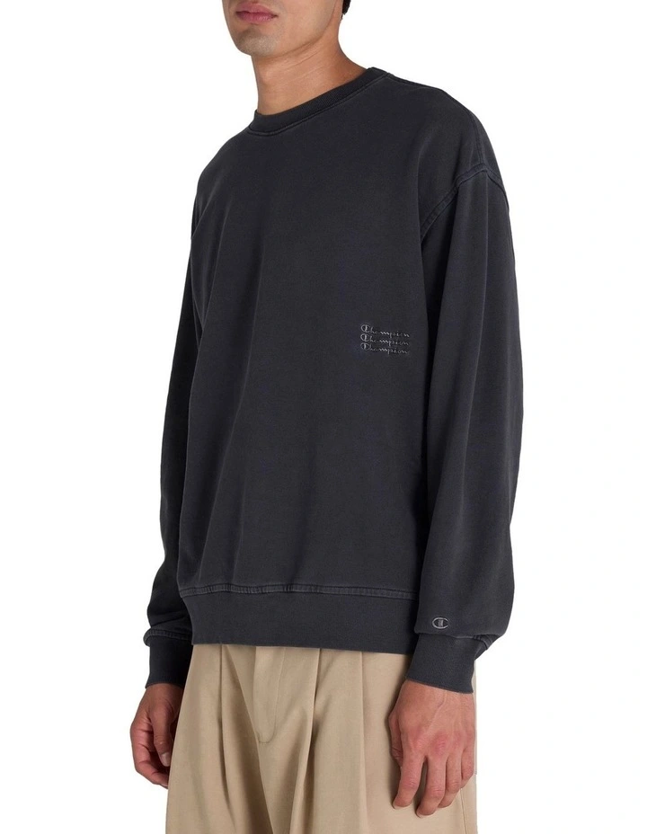 Vintage Wash Crew Sweater in Black image 3