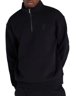 Base Quarter Zip Sweat Top in Black