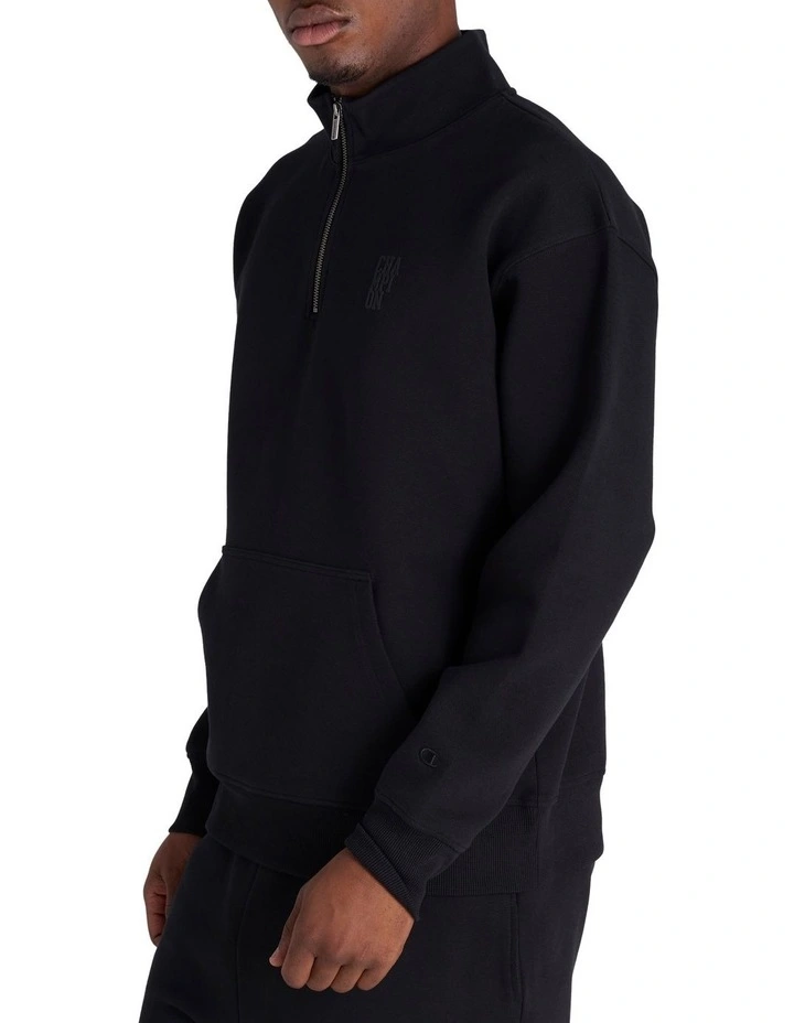 Base Quarter Zip Sweat Top in Black image 2