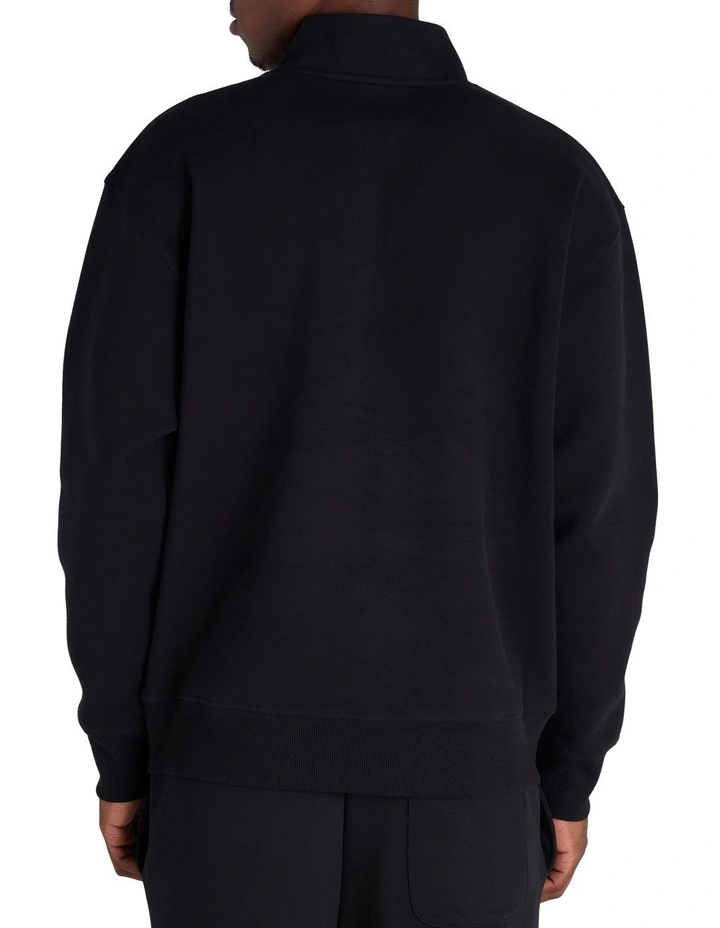Base Quarter Zip Sweat Top in Black image 3