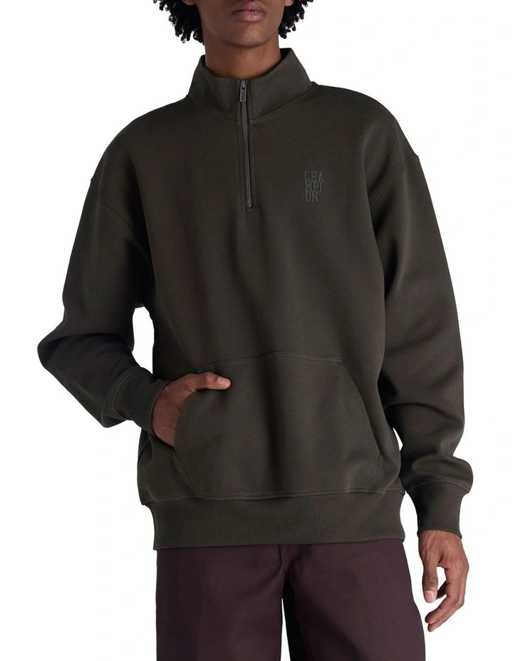 Base Quarter Zip Sweater in Green image 1