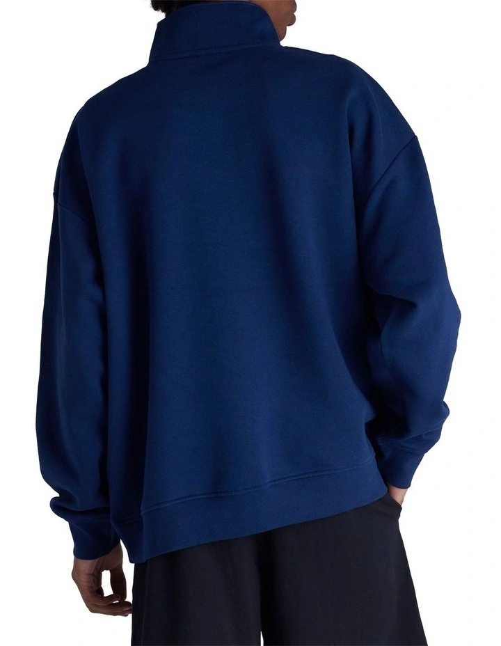 Tonal Quarter Zip Crew Sweater in Midnight Vista Blue image 2