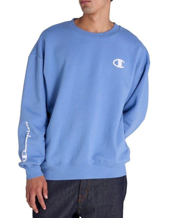 Puff Script Pullover in Frontier Blue image 1