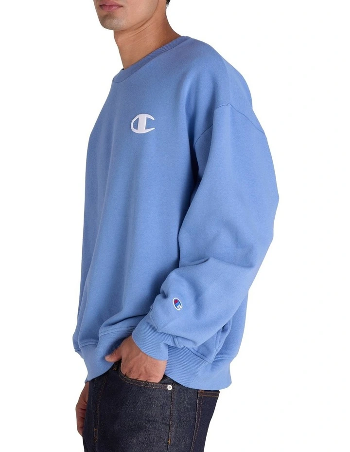 Puff Script Pullover in Frontier Blue image 3