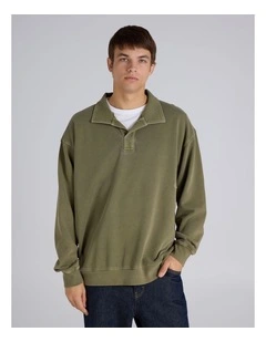 Vintage Wash Terry Polo Fossil Leaf Green