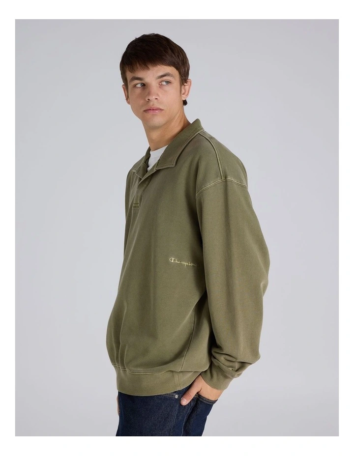 Vintage Wash Terry Polo Fossil Leaf Green image 2