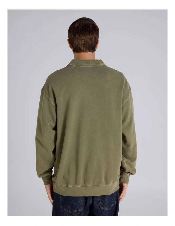 Vintage Wash Terry Polo Fossil Leaf Green image 3