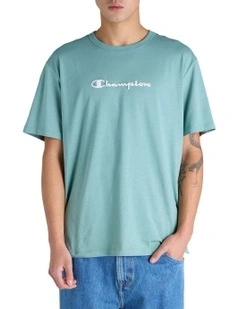 Puff Script Tee in Blue