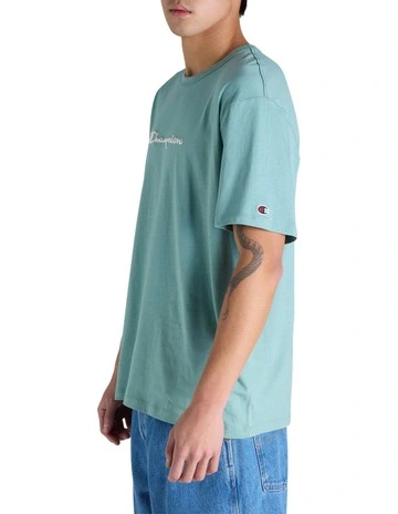 Puff Script Tee in Blue