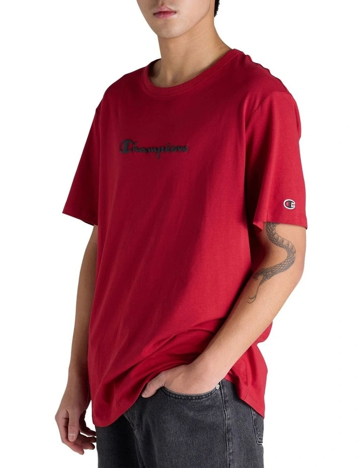 Puff Script Tee in Red image 3