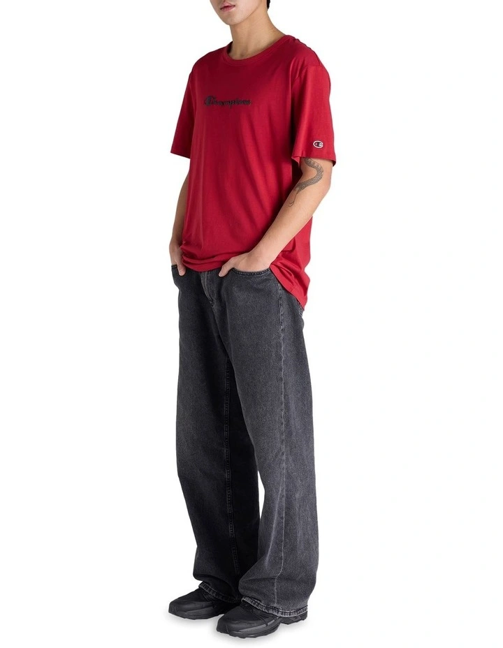 Puff Script Tee in Red image 4