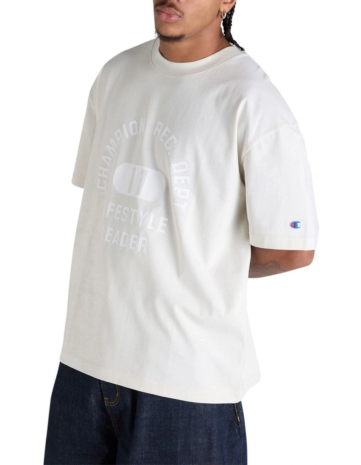 Flocked Graphic Heritage Tee in Ivory Canvas image 3