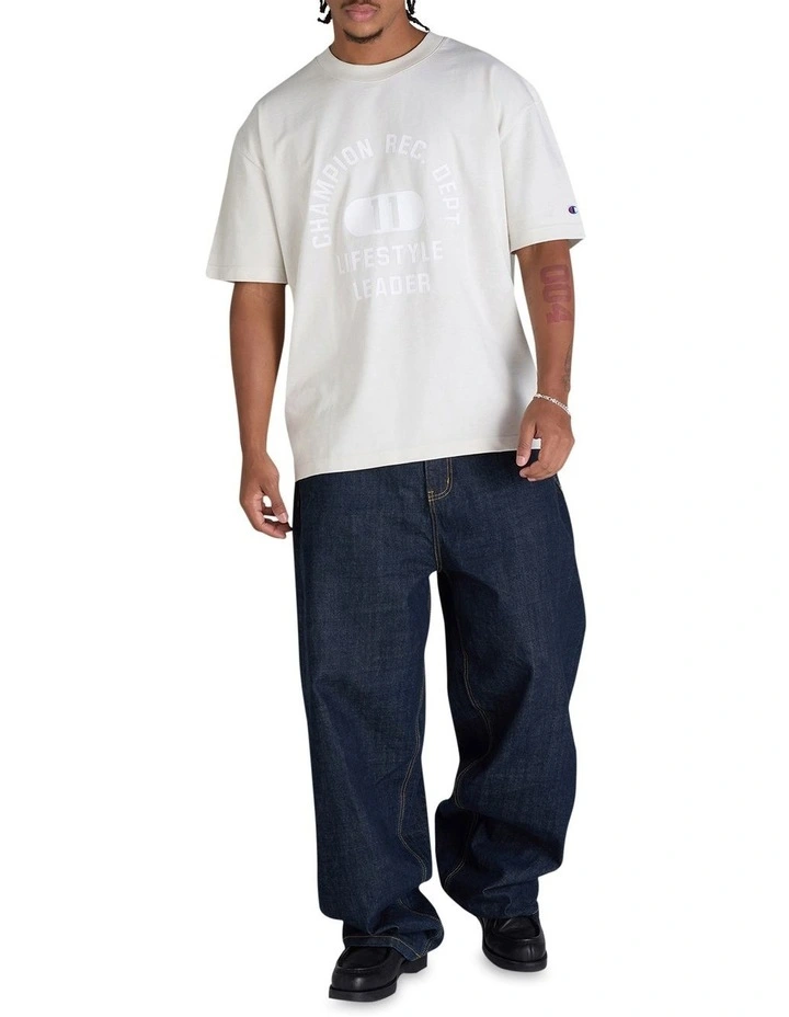 Flocked Graphic Heritage Tee in Ivory Canvas image 4