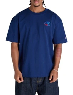Plaid Patch Heritage Tee in Blue