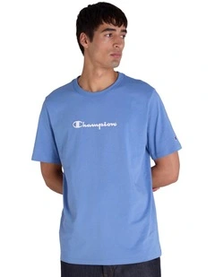 Puff Script Tee in Blue