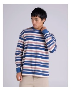 Vintage Wash Stripe Ls Tee Biscuit