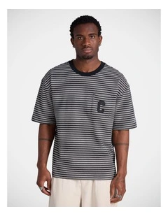 Ue Boxy Stripe Tee Black / Whisper White