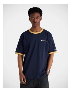 Ringer Script Tee Navy