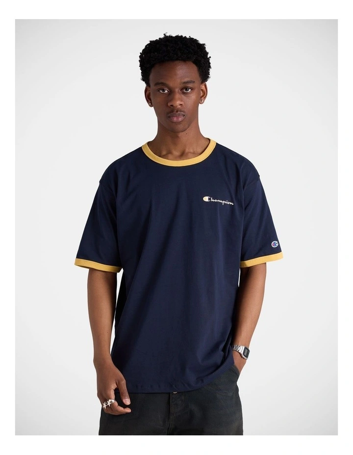 Ringer Script Tee Navy image 1