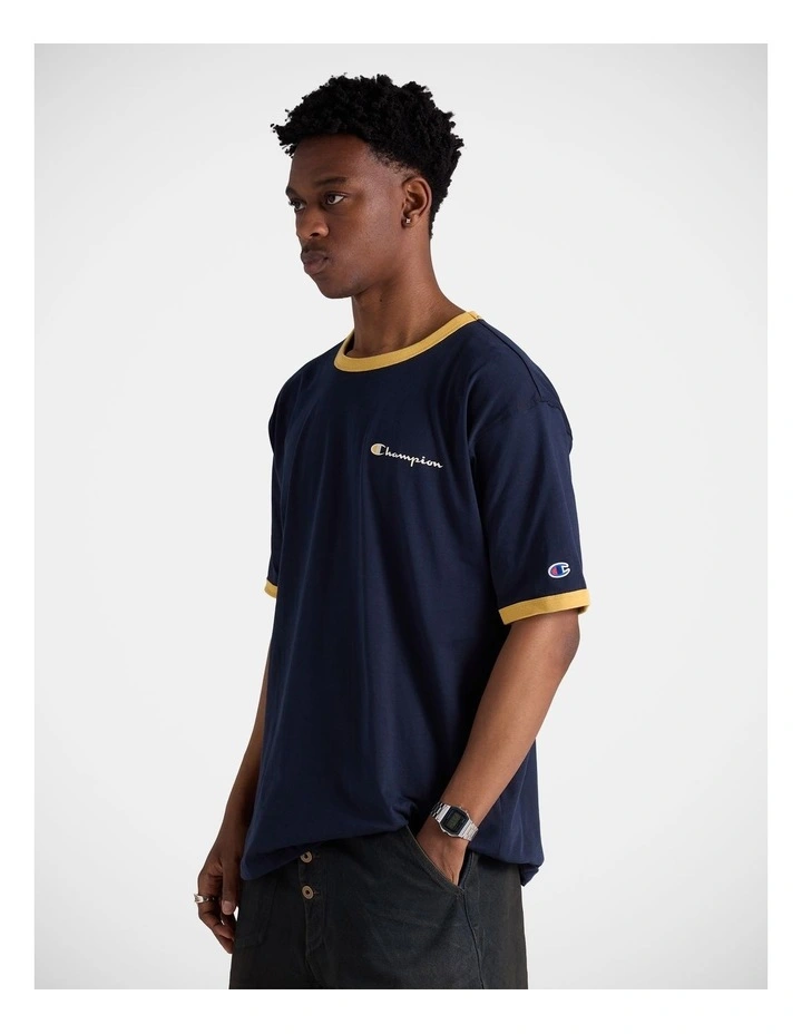 Ringer Script Tee Navy image 3