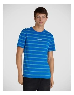 Stripe Script Tee Olympian Blue