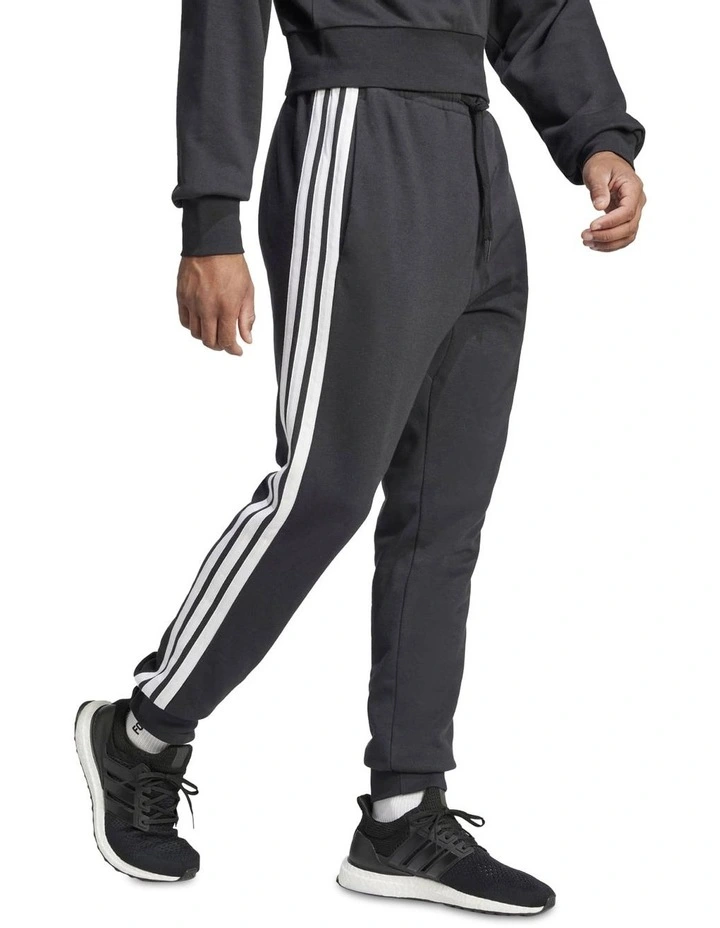 Essential 3-Stripes French Terry Joggers in Black image 3