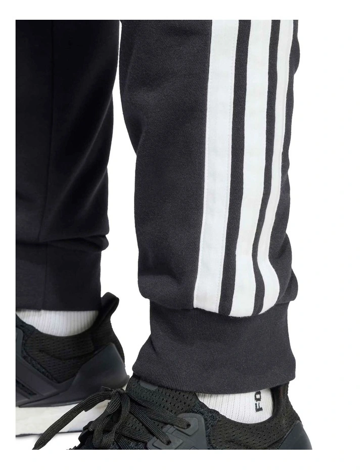 Essential 3-Stripes French Terry Joggers in Black image 4