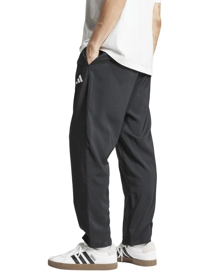 Essentials Small Logo Open-Hem Stanford Tracksuit Bottoms in Black and White image 2